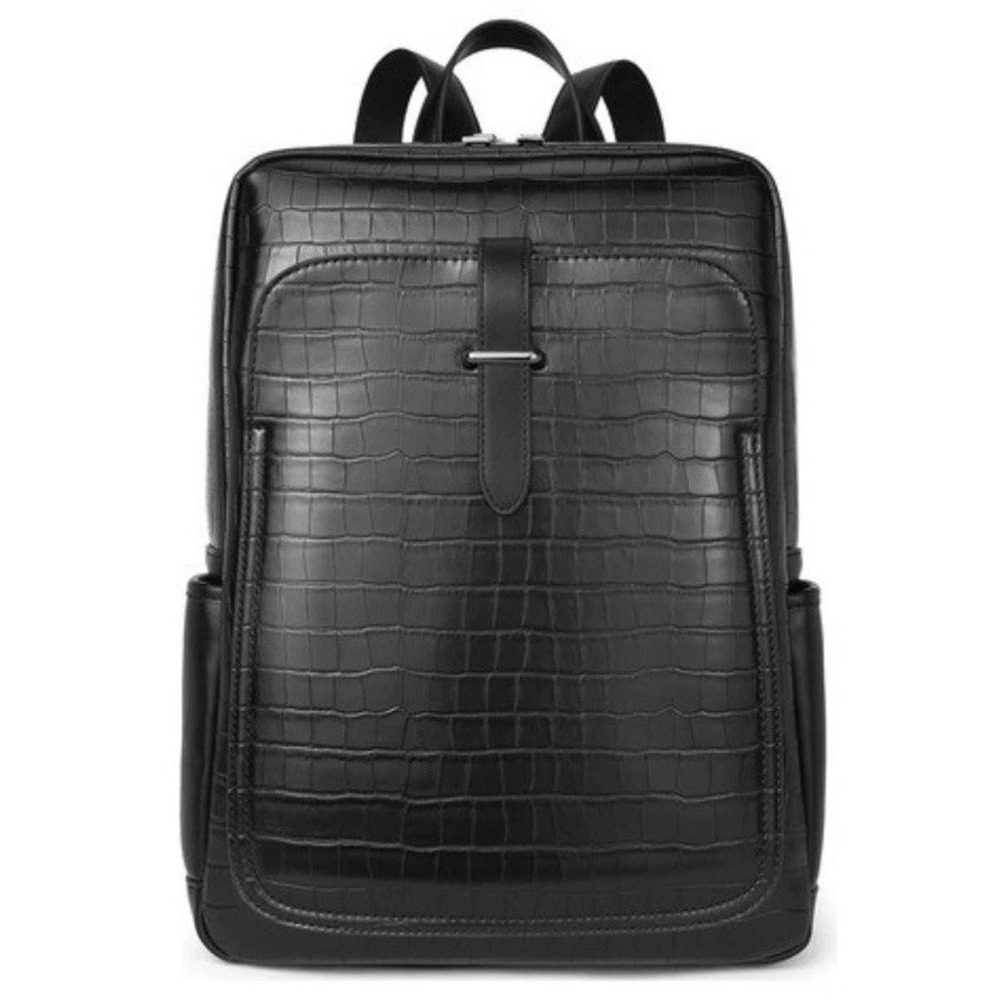 BROMEN Leather 15.6 inch Laptop Backpack Black Crocodile Finish Unisex MSRP $689